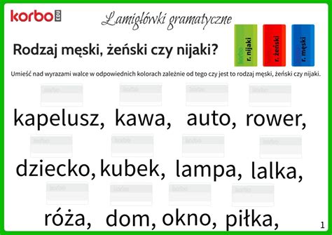 rodzaje rzeczownikow cwiczenia korbo blocks