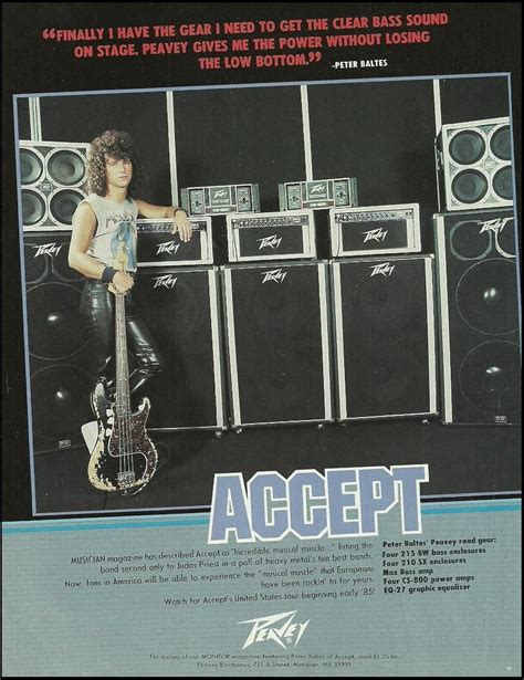 Peter Baltes 1984 Peavey Bass Guitar Amps Ad 8x11 Advertisement on ...