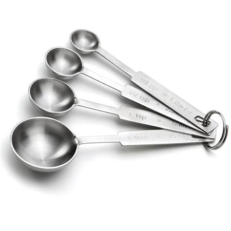 Tablecraft 722 4 Piece Stainless Steel Measuring Spoon Set Heavyweight