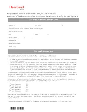 Fillable Online Ecsi Request For Perkins Deferment And Or Cancellation