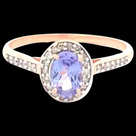 10k Oval Tanzanite Diamond Halo Engagement Ring Size 8 25 Rose Gold