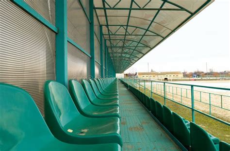 Rows Of Seats In An Empty Stadium Green Seats At The Stock Image Image Of Construction Field