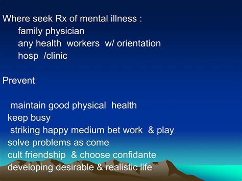 Topic On Mental Health And Illness Prevention Ppt