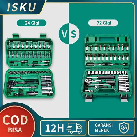 Jual ISKU Kunci Shock Set 53 PCS Kunci Mata Sok Set Socket 1 4 Full