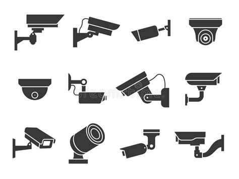 Los Iconos Del Cctv Fijan Vector La L Nea S Mbolos Del Concepto De La