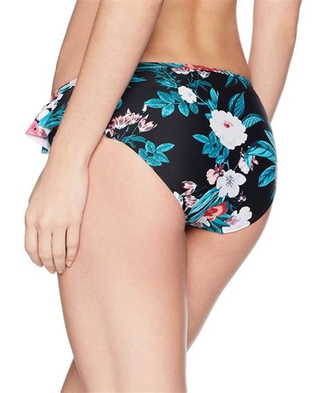 Women S Swimwear Ruffle Side Bikini Bottom Jaded Ebony Floral Print CO NREZ