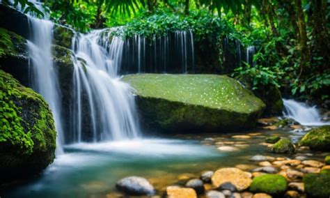 Jungle Waterfall Cascade In Tropical Rainforest Amazing Nature