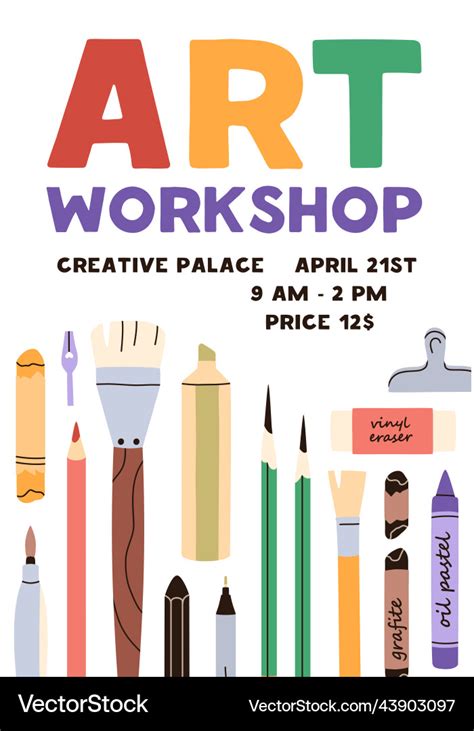 Art Workshop Ad Poster Design Creative Class Vector Image