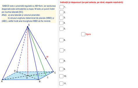 O Problemă Piramidă Patrulateră Regulată Geogebra