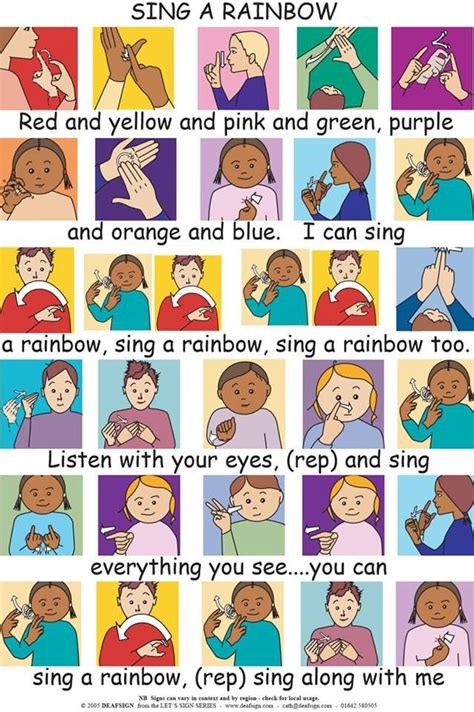 Sing A Rainbow Colours British Sign Language Baby Sign Language