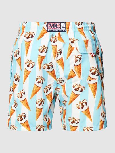 MC2 Saint Barth Badehose Mit Allover Print Modell GUSTAVIA Tuerkis