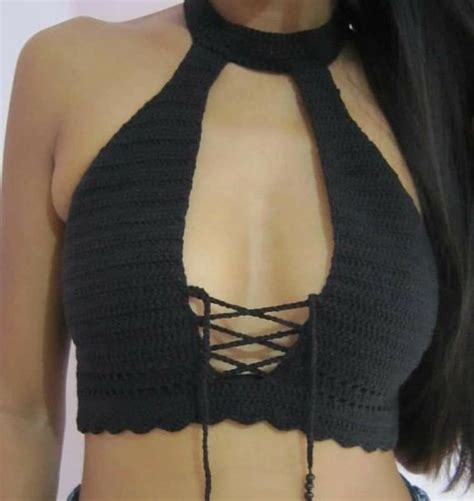 Crochet Granny Triangle Bikini Top With Flower Super Easy Free Pattern
