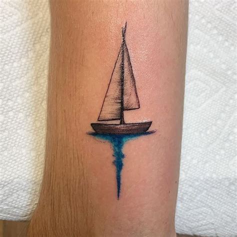 Blue Sailboat And Crescent Moon Tattoo Artofit