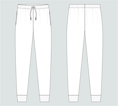 Pantalones de chándal dibujo técnico moda boceto plano vector