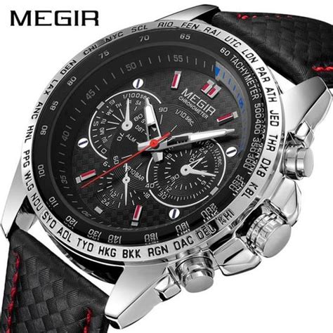 Megir Montre De Luxe Pour Homme Avec Bracelet Quartz En Cuir Et