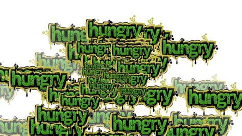 animated video scattered with the words HUNGRY on a white background ...