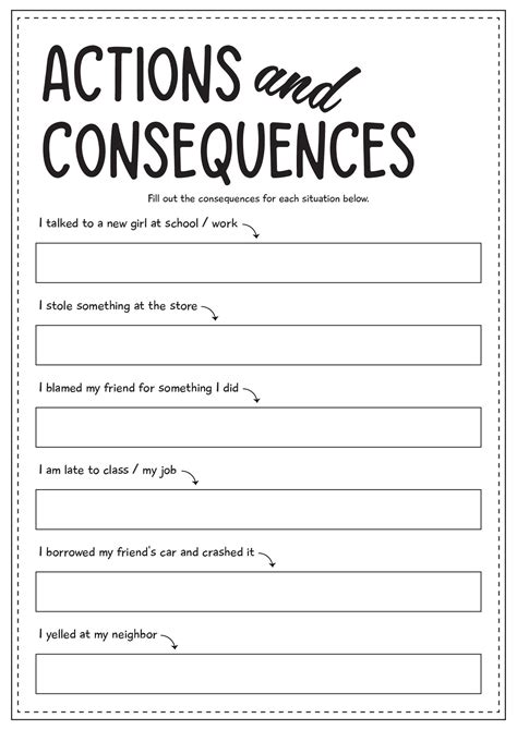 Actions And Consequences Worksheets Self Esteem Worksheets Self Esteem Activities Social