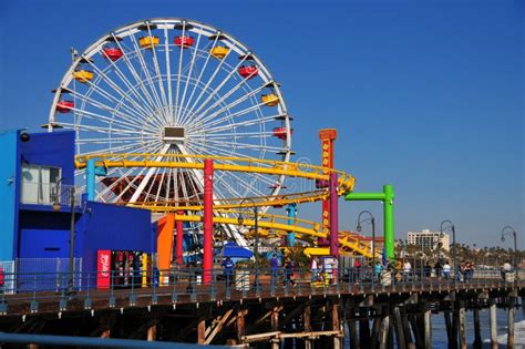 Santa Monica Pier - Pacific Park Ferris Wheel Editorial Image - Image ...