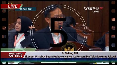 Tegasdi Sidang Mk Ekonom Ui Sebut Suara Prabowo Hanya Persen Jika