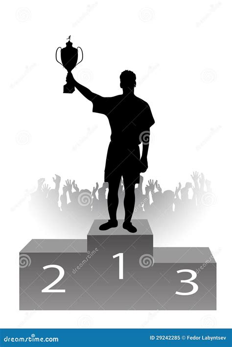 Silhouette Of The Champion On A Pedestal Stock Vector Illustration Of