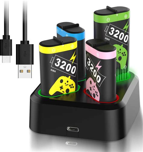 4 Pack 3200mah Rechargeable Battery Packs With Dock Usb