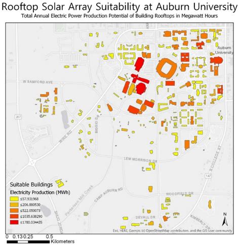 Map of Auburn campus buildings as ranked by potential annual... | Download Scientific Diagram