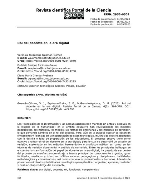 Pdf Rol Del Docente En La Era Digital