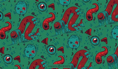 Creepy Worm Halloween Pattern Design Vector Download