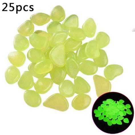 Tantouec Gravel 25 Pcs Glow In The Dark Garden Rocks Pebbles Stones