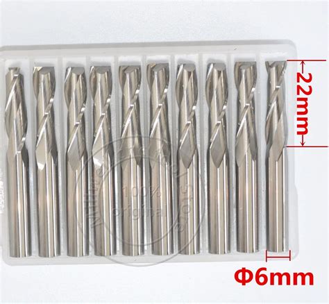 6mm X 22mm 10PCS Freeshipping 2 Flutes Down Cut End Mill Solid Carbide