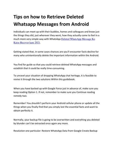 PPT - Tips on how to Retrieve Deleted Whatsapp Messages from Android