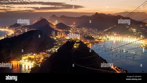 View from Sugarloaf Mountain at sunset, Rio de Janeiro, Brazil, South ...