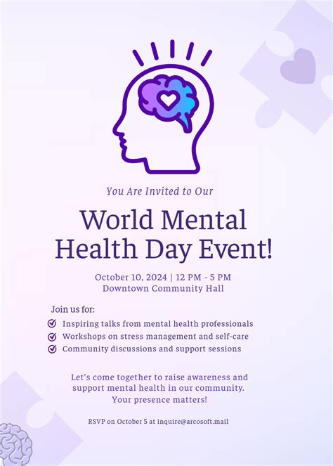 Free World Mental Health Day Invitation Template Edit Online