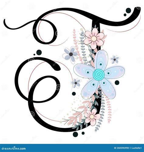 Ornamentos Alfab Ticos Letra T Vector Floral Con Flores Y Hojas