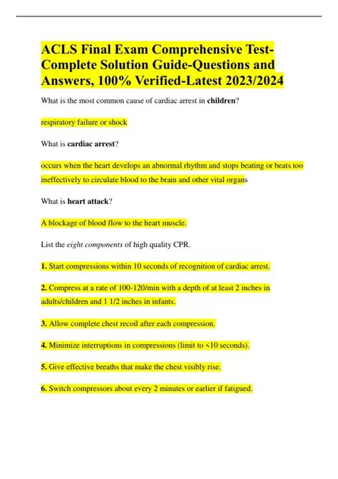 Acls Exam A Answers Acls Exam Version A Quest