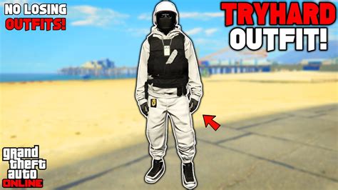 GTA 5 ONLINE EASY WHITE JOGGERS TRYHARD MODDED OUTFIT W GUN BELT 1