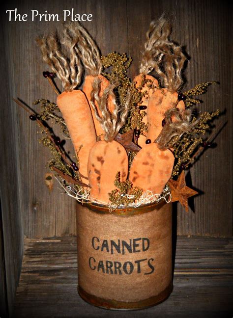 Primitive Carrots In Rusty Tin Can Primitive Easter Etsy Primitive