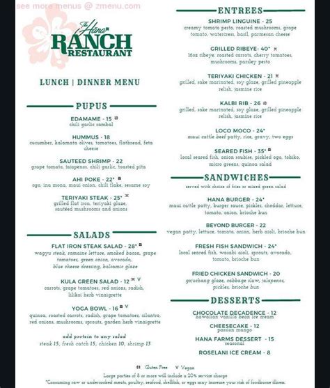 Online Menu Of Hana Ranch Restaurant Restaurant Hana Hawaii 96713