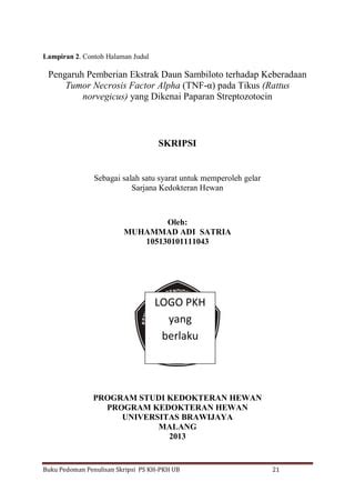 Pedoman Penulisan Skripsi Kedokteran Hewan Pdf