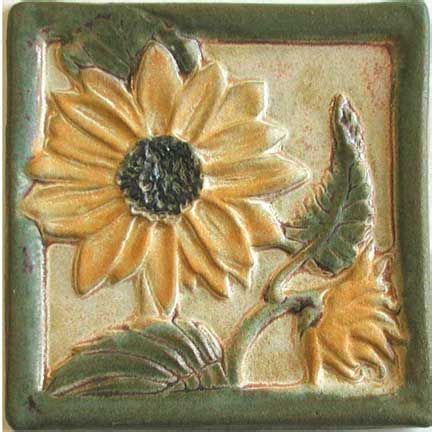 Sunflower Tiles Stoneware Tile Sunflower Wall Art Ceramics