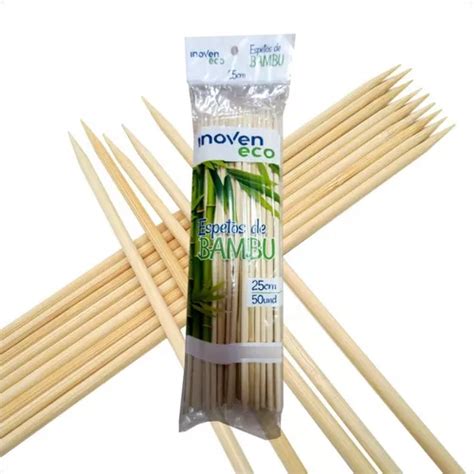 Espetos De Madeira Bambu Espetinho Churrasco Forte Cm Mercadolivre