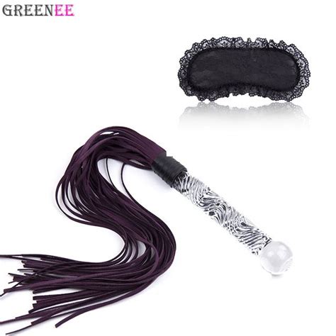 Glass Huge Dildo Anal Butt Plug Leather Slave Fetish Spanking Whip Adult Game Erotic Blindfold