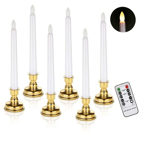 6 Pcs Led Window Candles Christmas Flameless Window Candle Lights With Timer Battery Operated