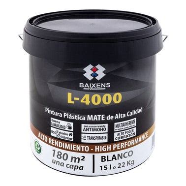 PINTURA PLÁSTICA INTERIOR EXTERIOR MATE L4000 15L BLANCO Bricomart