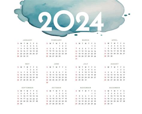 Kalender 2024 Einfach Bunt Premium Vektor