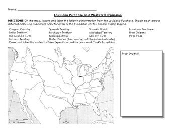 Louisiana Purchase Map Worksheet