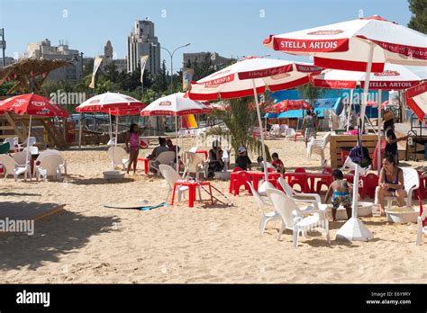 An Artificial Beach In Jerusalem Old Train Station Compound Stock Photo