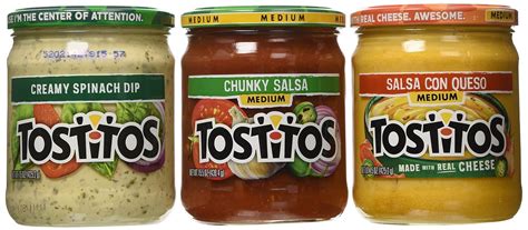 Tostitos Medium Surtido Salsas Chunky Queso Y Spinach Dip 3