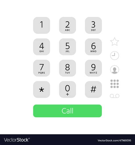 Dial Keypad Touchscreen Phone Number Keyboard Vector Image