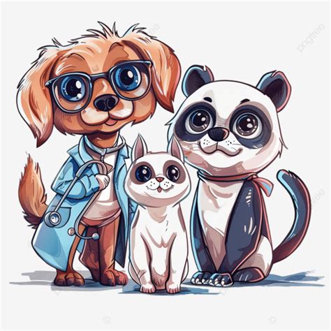 Doctors Animals Cat Owl Dog Panda Cute Cartoon Animal Doctor Animals